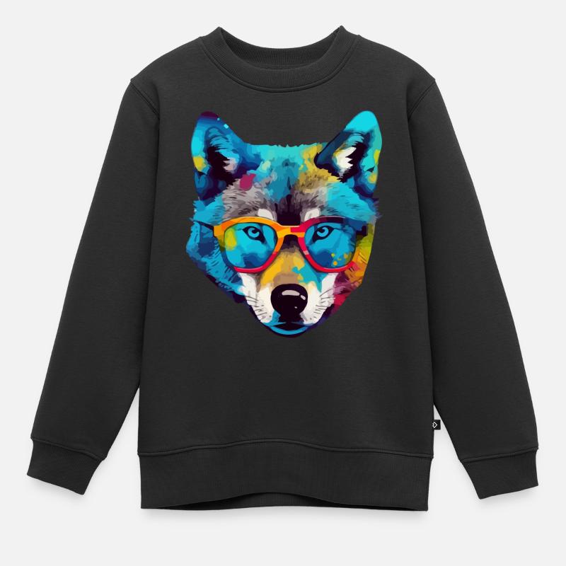 Bil der Brillenwolf - Kinder Premium Organic Sweatshirt - Schwarz