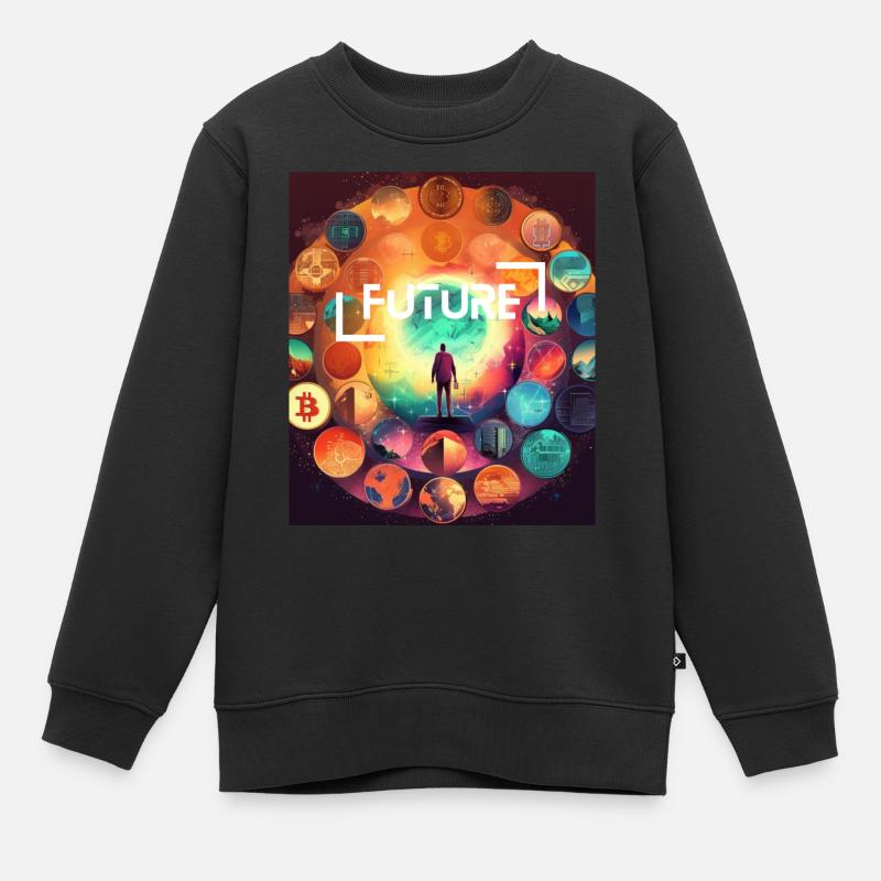 Future Krypto World T-Shirt - Kinder Premium Organic Sweatshirt - Schwarz