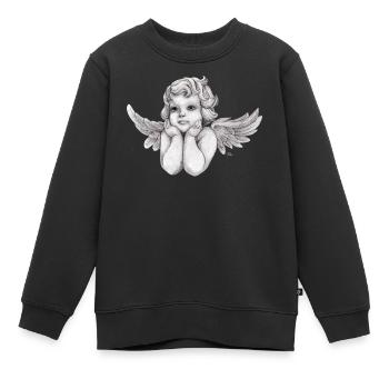 Petit ange chérubin rêveur - Sweat Premium enfant bio - noir - Devant - AI Model Kid Female (0cm)