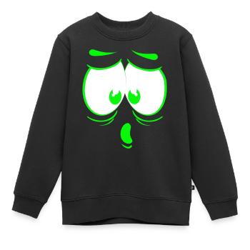 visage fou heureux dessin animé visage heureux dessin animé - Sweat Premium enfant bio - noir - Devant - AI Model Kid Female (0cm)