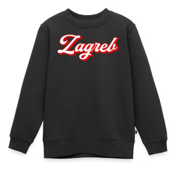 Zagreb Script Rétro - Sweat Premium enfant bio - noir - Devant - AI Model Kid Female (0cm)