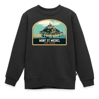 Illustration panoramique du Mont Saint Michel - Sweat Premium enfant bio - noir - Devant - AI Model Kid Female (0cm)
