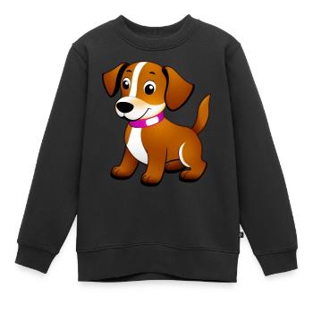 Kleiner brauner Hund, stehend - Kinder Premium Organic Sweatshirt - Schwarz - Vorne - AI Model Kid Female (0cm)