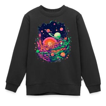 Geheimnisvolles Sonnensystem mit Planeten - Kinder Premium Organic Sweatshirt - Schwarz - Vorne - AI Model Kid Female (0cm)