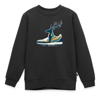 Waldlauf Laufen Hirsch Turnschuh Laufschuh Reh - Kinder Premium Organic Sweatshirt - Schwarz - Vorne - AI Model Kid Female (0cm)