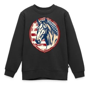 American Vintage Horse - Kids Premium Organic Sweatshirt - black - Front - AI Model Kid Female (0cm)