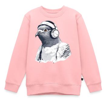 Zaki le pigeon audiophile - Sweat Premium enfant bio - rose - Devant - AI Model Kid Female (0cm)