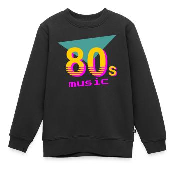 Musique des années 80 - Sweat Premium enfant bio - noir - Devant - AI Model Kid Female (0cm)