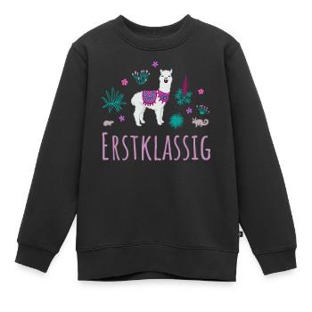 Erstklassig Lama - Kinder Premium Organic Sweatshirt - Schwarz - Vorne - AI Model Kid Female (0cm)