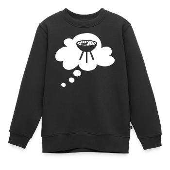 Grill Wolke Denkblase Grillen Grillparty Fan Fun - Kinder Premium Organic Sweatshirt - Schwarz - Vorne - AI Model Kid Female (0cm)