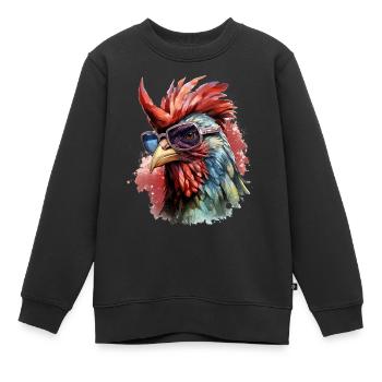 Coq des steppes - le rebelle à plumes - Sweat Premium enfant bio - noir - Devant - AI Model Kid Female (0cm)