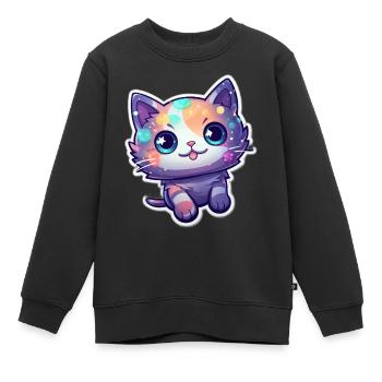 a cute kitty - Kids Premium Organic Sweatshirt - black - Front - AI Model Kid Female (0cm)