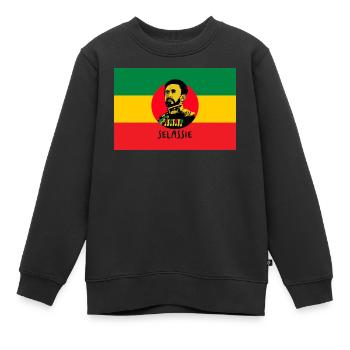 REGGAE FLAG - HAILE SELASSIE - JAH RASTAFARI - Kids Premium Organic Sweatshirt - black - Front - AI Model Kid Female (0cm)