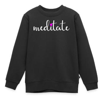 Meditate Yoga Meditation Heart Handwriting Namaste - Kids Premium Organic Sweatshirt - black - Front - AI Model Kid Female (0cm)