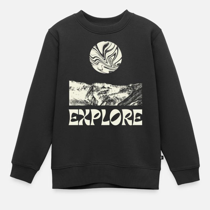 Black And White Hand Drawn Cosmic - Kinder Premium Organic Sweatshirt - Schwarz