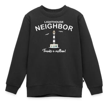 Danke Nachbar, Nachbarin, Leuchtturm auf Menorca - Kinder Premium Organic Sweatshirt - Schwarz - Vorne - AI Model Kid Female (0cm)