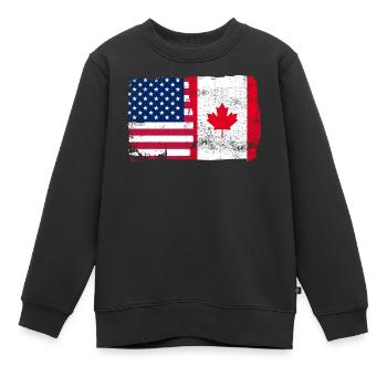 Sterne und Ahorn-Banner - Kinder Premium Organic Sweatshirt - Schwarz - Vorne - AI Model Kid Female (0cm)