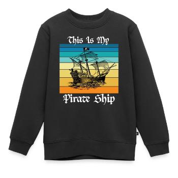 Ceci est mon bateau pirate - Sweat Premium enfant bio - noir - Devant - AI Model Kid Female (0cm)