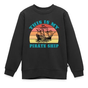 Ceci est mon bateau pirate - Sweat Premium enfant bio - noir - Devant - AI Model Kid Female (0cm)
