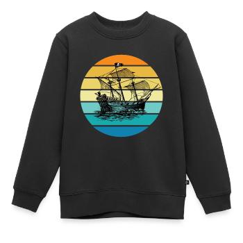 Bateau pirate - Sweat Premium enfant bio - noir - Devant - AI Model Kid Female (0cm)
