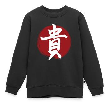 Kanji ehren - Kinder Premium Organic Sweatshirt - Schwarz - Vorne - AI Model Kid Female (0cm)
