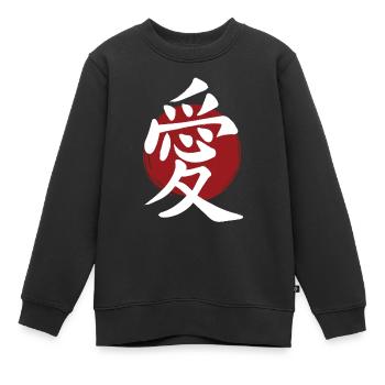 Amour Kanji - Sweat Premium enfant bio - noir - Devant - AI Model Kid Female (0cm)