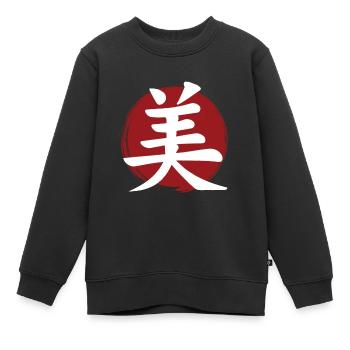 Kanji Beauté - Sweat Premium enfant bio - noir - Devant - AI Model Kid Female (0cm)