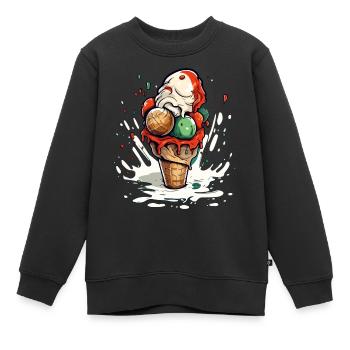 Heidelbeer-Pistazien-Vanille-Eiswaffel - Kinder Premium Organic Sweatshirt - Schwarz - Vorne - AI Model Kid Female (0cm)