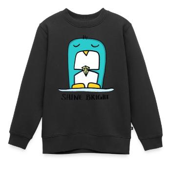 Briller - Pingouin au diamant - Sweat Premium enfant bio - noir - Devant - AI Model Kid Female (0cm)