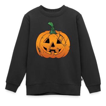Kürbis-Kürbis-Laterne - Kinder Premium Organic Sweatshirt - Schwarz - Vorne - AI Model Kid Female (0cm)