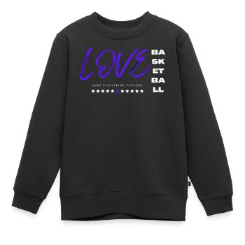 Ich liebe Basketball blau - Kinder Premium Organic Sweatshirt - Schwarz - Vorne - AI Model Kid Female (0cm)