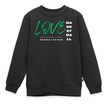 Ich liebe Basketball Grün - Kinder Premium Organic Sweatshirt - Schwarz - Vorne - AI Model Kid Female (0cm)