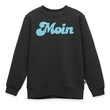 Moin Schuppen Schnörkel Handschrift nordisch Meer - Kinder Premium Organic Sweatshirt - Schwarz - Vorne - AI Model Kid Female (0cm)