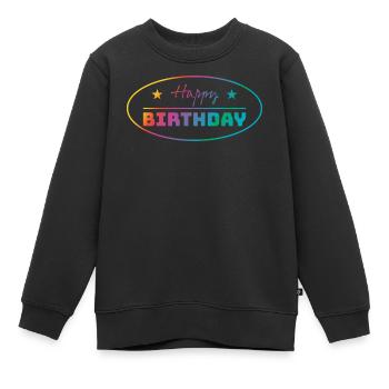 Tshirt joyeux anniversaire ovale bunt - Sweat Premium enfant bio - noir - Devant - AI Model Kid Female (0cm)