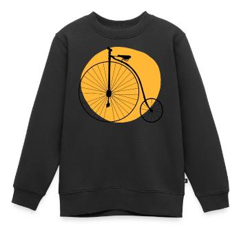 Bicyclette penny-farthing oldschool vintage - Sweat Premium enfant bio - noir - Devant - AI Model Kid Female (0cm)