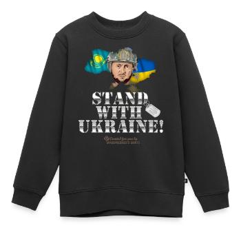 Ukraine Kasachstan - Kinder Premium Organic Sweatshirt - Schwarz - Vorne - AI Model Kid Female (0cm)