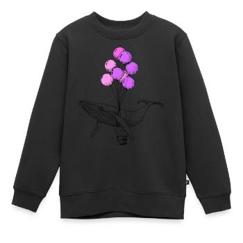 WHALE ON BALLOONS - Kids Premium Organic Sweatshirt - black - Front - AI Model Kid Female (0cm)