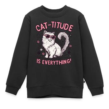 Titude de chat - Sweat Premium enfant bio - noir - Devant - AI Model Kid Female (0cm)