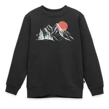 Purpurrote Sonne über schneebedeckten Gipfeln - Kinder Premium Organic Sweatshirt - Schwarz - Vorne - AI Model Kid Female (0cm)