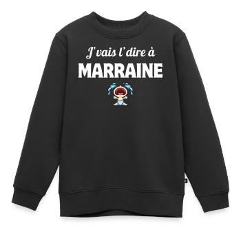 j'vais l'dire, enfant, marraine - Sweat Premium enfant bio - noir - Devant - AI Model Kid Female (0cm)