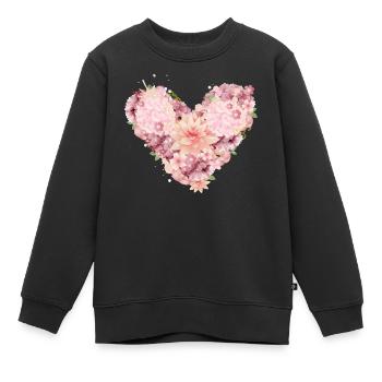 schöne Herz Komposition aus rosafarbenen Blüten - Kinder Premium Organic Sweatshirt - Schwarz - Vorne - AI Model Kid Female (0cm)
