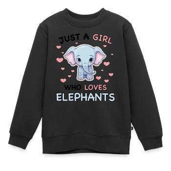 Süßer Elefant mit Herzen Kindershirt cute elephant - Kinder Premium Organic Sweatshirt - Schwarz - Vorne - AI Model Kid Female (0cm)