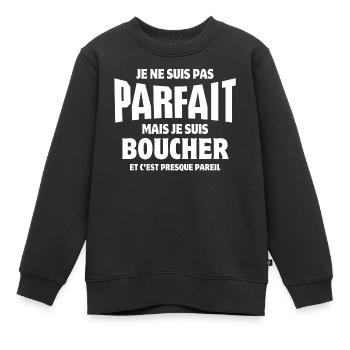 boucher, boucherie, artisan boucher - Sweat Premium enfant bio - noir - Devant - AI Model Kid Female (0cm)