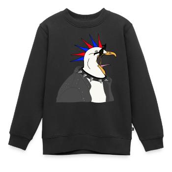 punker möwe lederjacke sonnenbrille - Kinder Premium Organic Sweatshirt - Schwarz - Vorne - AI Model Kid Female (0cm)