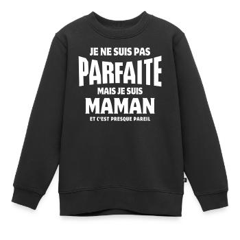 maman, super maman, meilleure maman - Sweat Premium enfant bio - noir - Devant - AI Model Kid Female (0cm)
