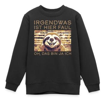 Irgendwas ist hier faul Oh das bin ja ich - Kinder Premium Organic Sweatshirt - Schwarz - Vorne - AI Model Kid Female (0cm)