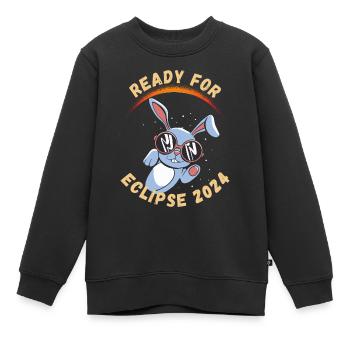 Prêt pour l’éclipse solaire de 2024 - Sweat Premium enfant bio - noir - Devant - AI Model Kid Female (0cm)