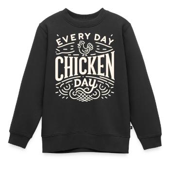 Chaque jour est le jour du poulet - Sweat Premium enfant bio - noir - Devant - AI Model Kid Female (0cm)