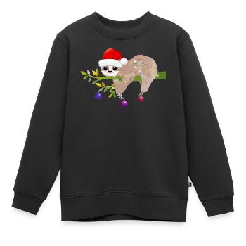 paresseux drôle avec chapeau de père Noël pour Noël - Sweat Premium enfant bio - noir - Devant - AI Model Kid Female (0cm)
