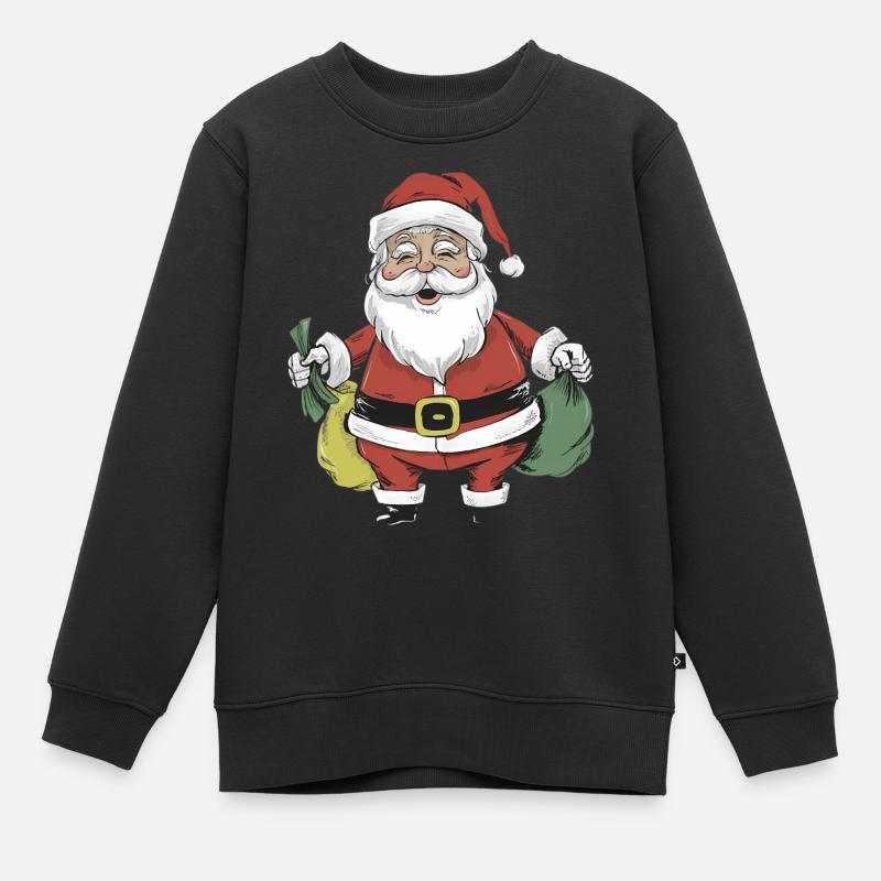 Père Noël Weihnachtsmann Bande dessinée - Sweat Premium enfant bio - noir